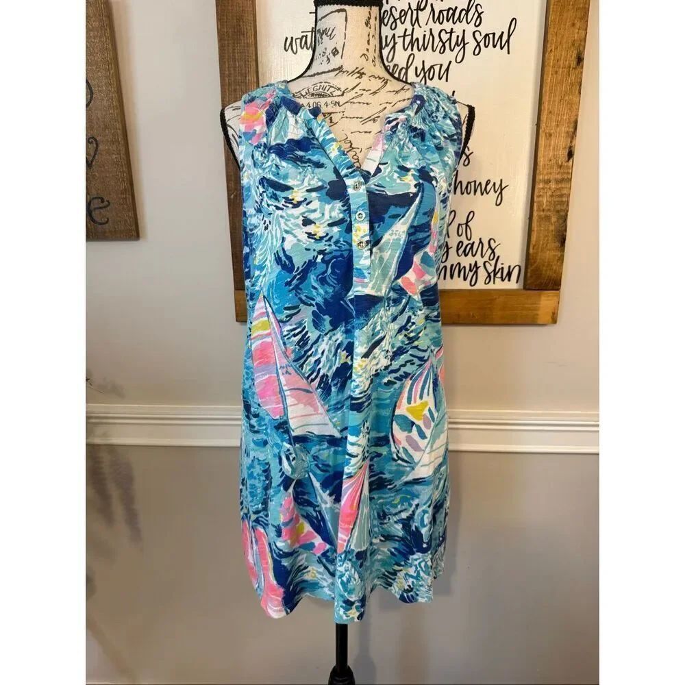 Lilly Pulitzer Women's Essie Hey Bay Bay Sailboat Shift Dress Multicolor Small
